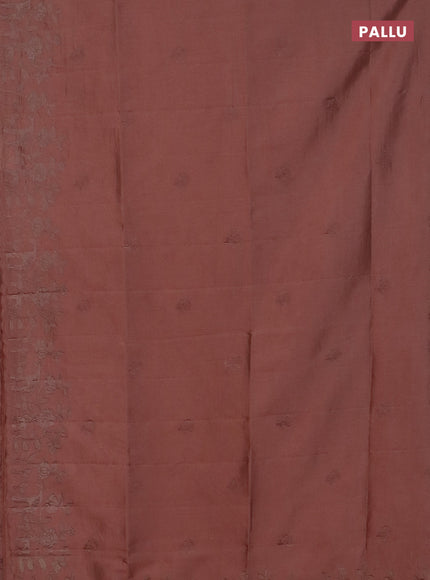 Semi tussar saree pastel peach with floral embroidery work and applique work border