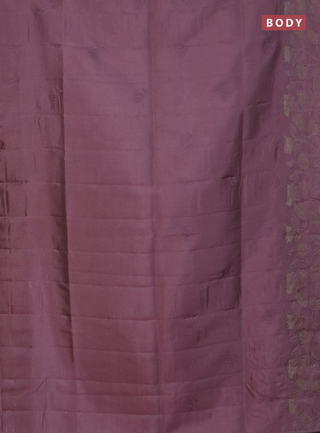 Semi tussar saree pastel pink with floral embroidery work and applique work border