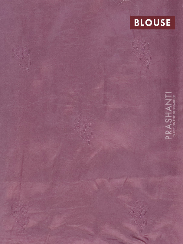 Semi tussar saree pastel pink with floral embroidery work and applique work border