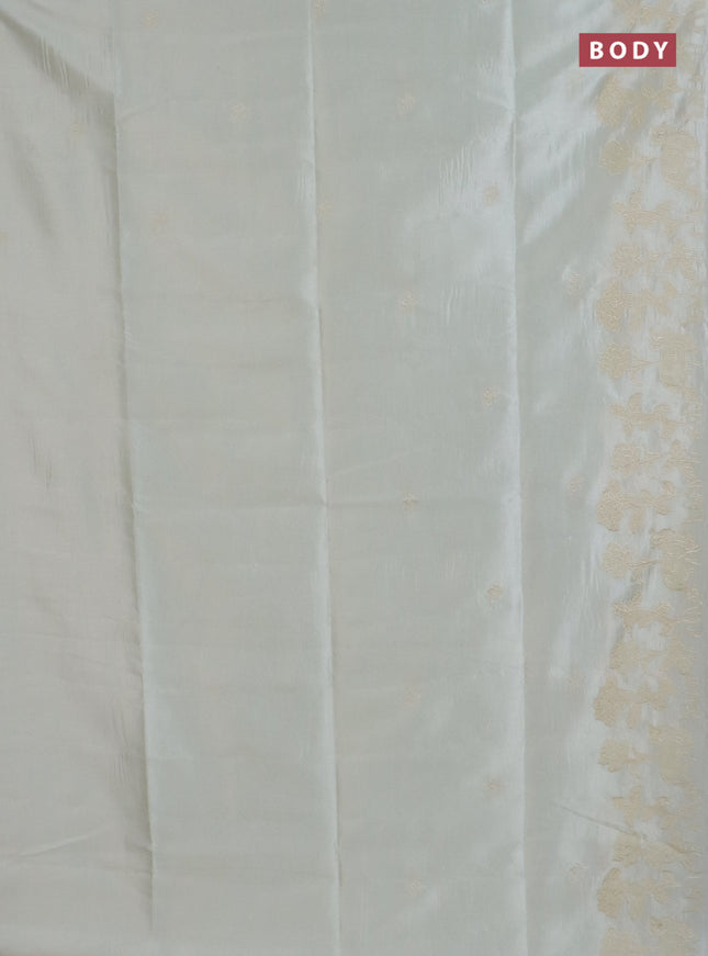 Semi tussar saree cream with floral embroidery work and applique work border