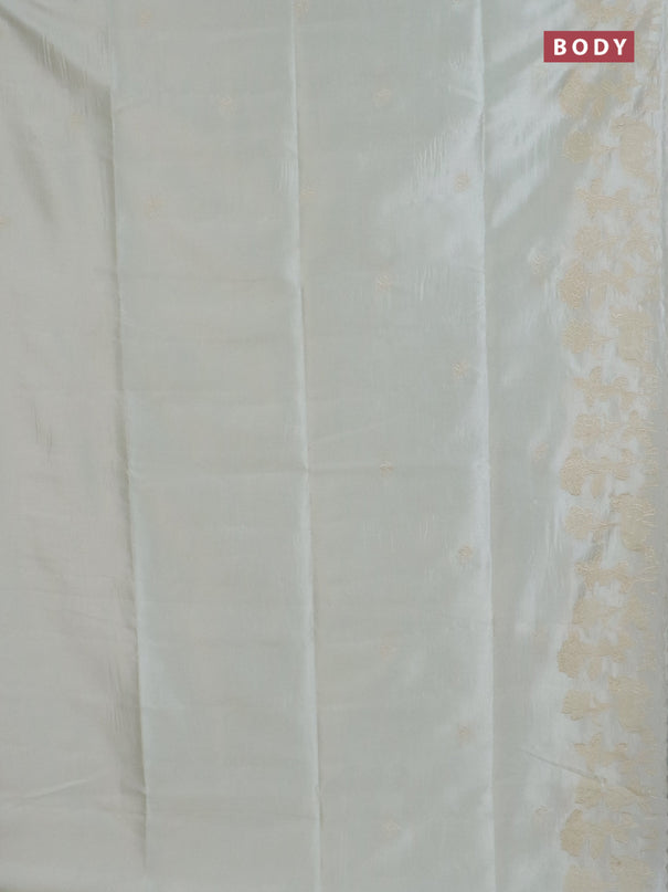 Semi tussar saree cream with floral embroidery work and applique work border