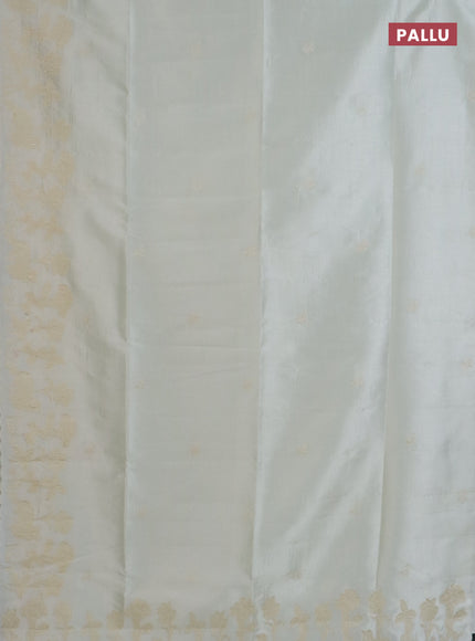 Semi tussar saree cream with floral embroidery work and applique work border