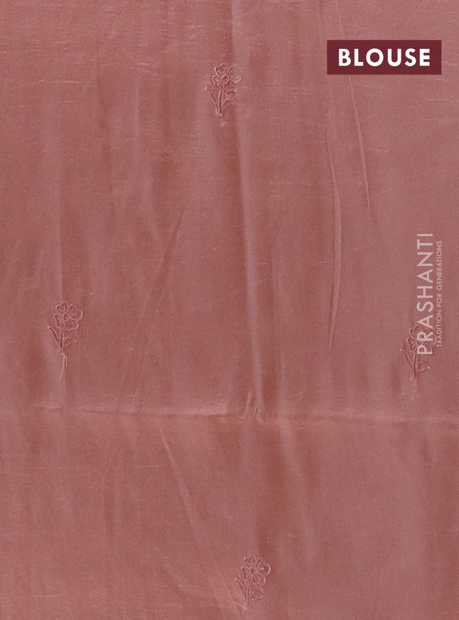 Semi tussar saree pastel peach with floral embroidery work and applique work border