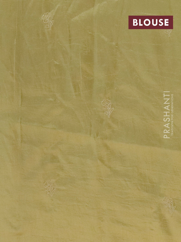 Semi tussar saree mustard shade with floral embroidery work and applique work border