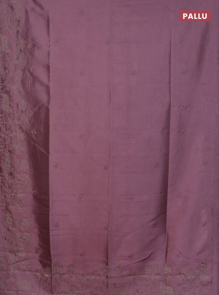 Semi tussar saree pastel pink with floral embroidery work and applique work border