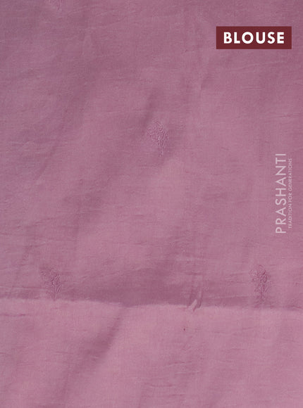Semi tussar saree pastel pink with floral embroidery work and applique work border