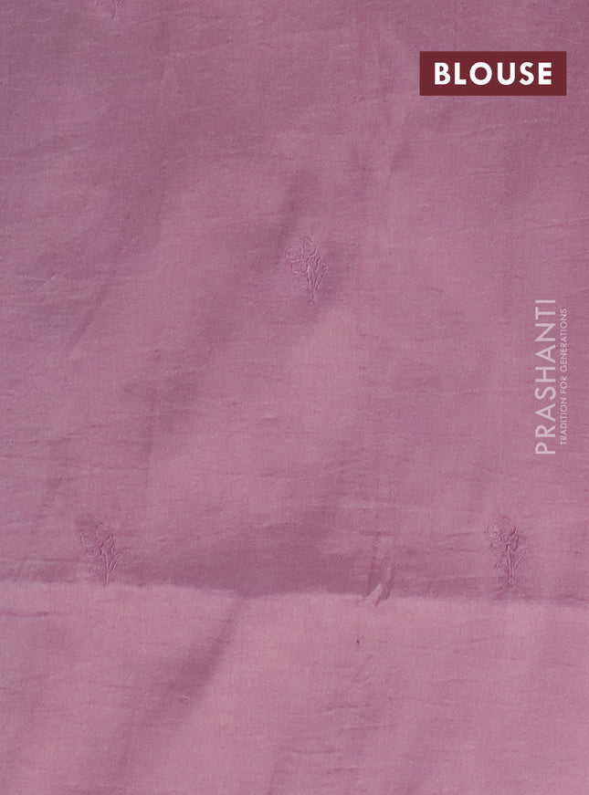 Semi tussar saree pastel pink with floral embroidery work and applique work border