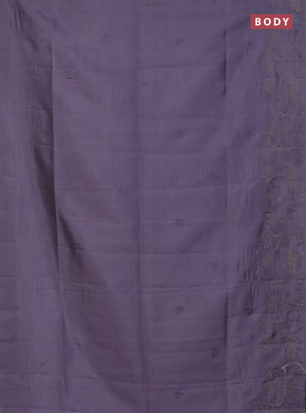 Semi tussar saree pastel lavender with floral embroidery work and applique work border