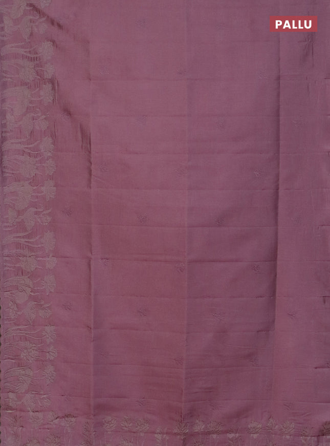Semi tussar saree pastel pink with floral embroidery work and applique work border