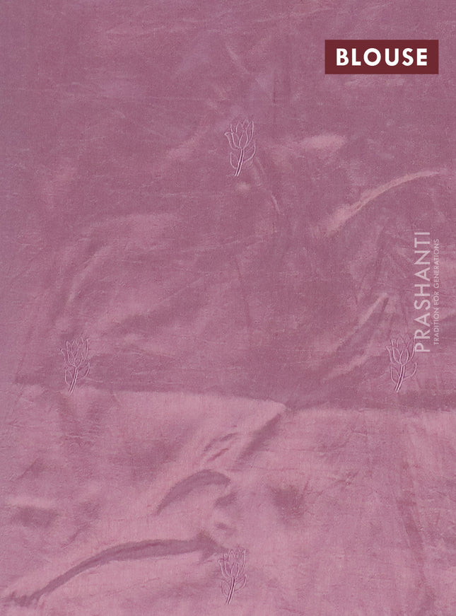 Semi tussar saree pastel pink with floral embroidery work and applique work border
