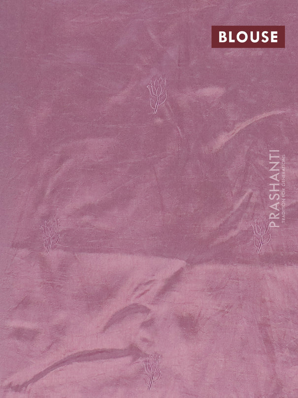 Semi tussar saree pastel pink with floral embroidery work and applique work border