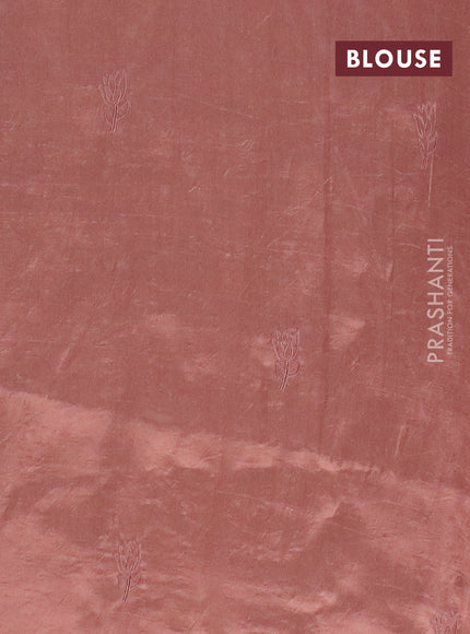 Semi tussar saree pastel peach with floral embroidery work and applique work border