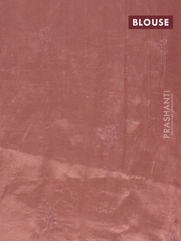 Semi tussar saree pastel peach with floral embroidery work and applique work border
