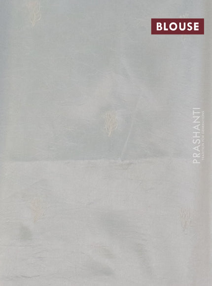 Semi tussar saree off white with floral embroidery work and applique work border