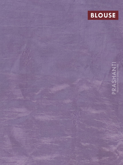 Semi tussar saree pastel lavender with floral embroidery work and applique work border