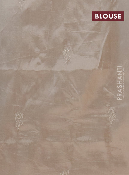 Semi tussar saree beige with floral embroidery work and applique work border