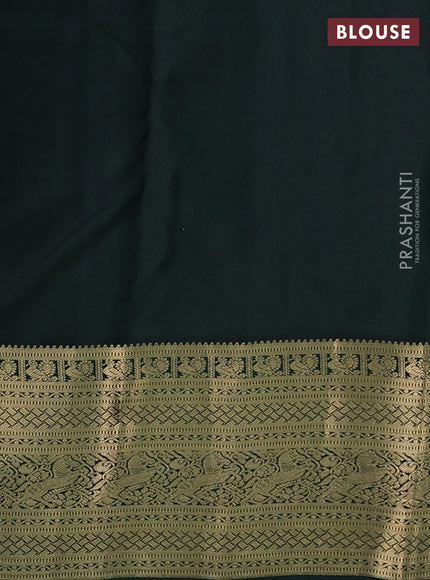 Pure kanchipuram silk saree pink and dark green with zari woven buttas and zari woven korvai border