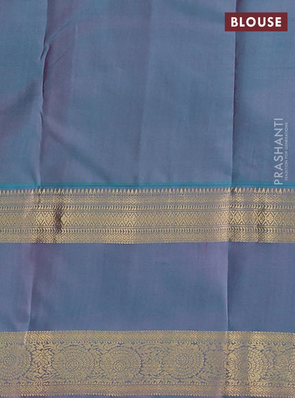 Pure kanchipuram silk saree mauve pink and teal green with zari woven buttas and rettapet zari woven border