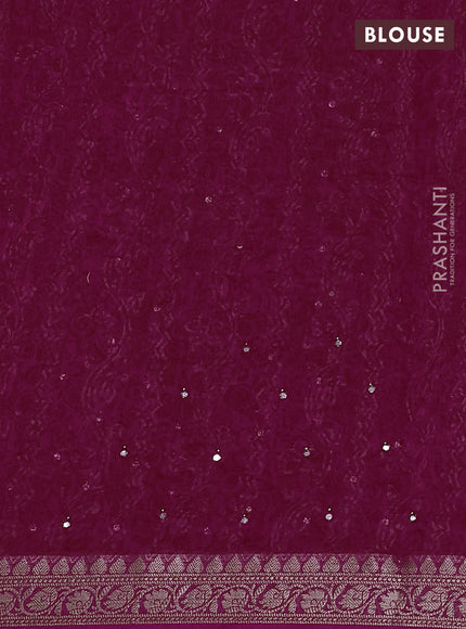 Chanderi silk cotton saree pink with allover prints & mirror work and zari woven border