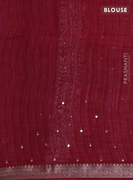 Chanderi silk cotton saree pink shade with allover prints & mirror work and zari woven border