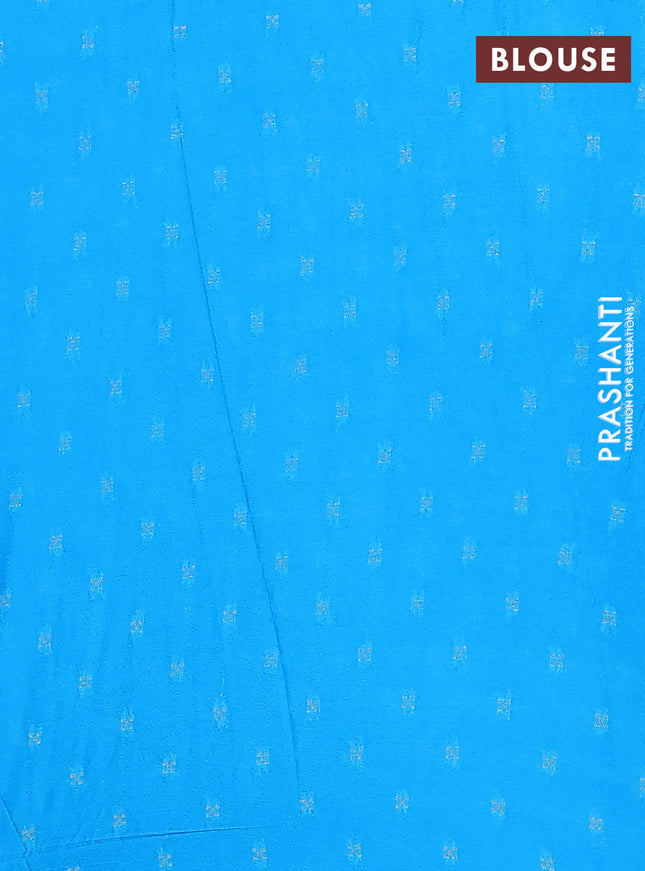 Semi mysore silk saree royal blue and cs blue with allover zari stripes pattern and zari woven border