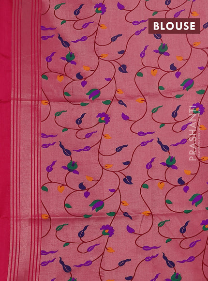 Semi paithani saree pink with plain body and peacock design paithani weaving pallu