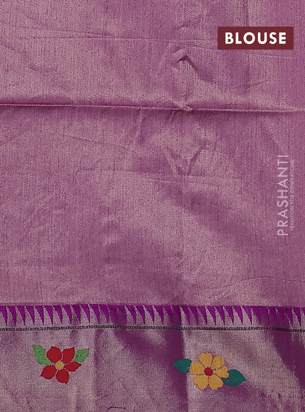 Semi paithani saree purple with zari woven buttas and parrot design paithani weaving pallu