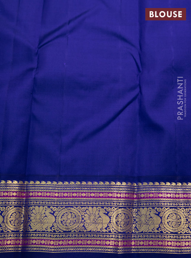 Pure kanchipuram silk saree pastel grey and blue with annam zari woven buttas and zari woven korvai border