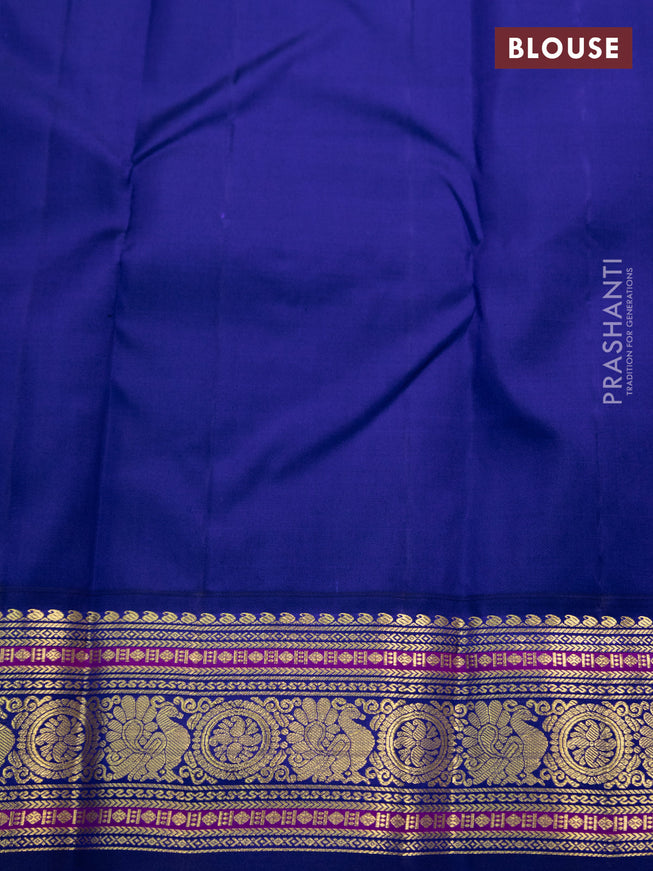 Pure kanchipuram silk saree pastel grey and blue with annam zari woven buttas and zari woven korvai border
