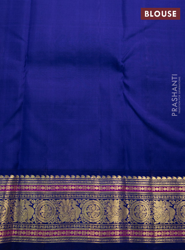 Pure kanchipuram silk saree teal green and blue with annam zari woven buttas and zari woven korvai border
