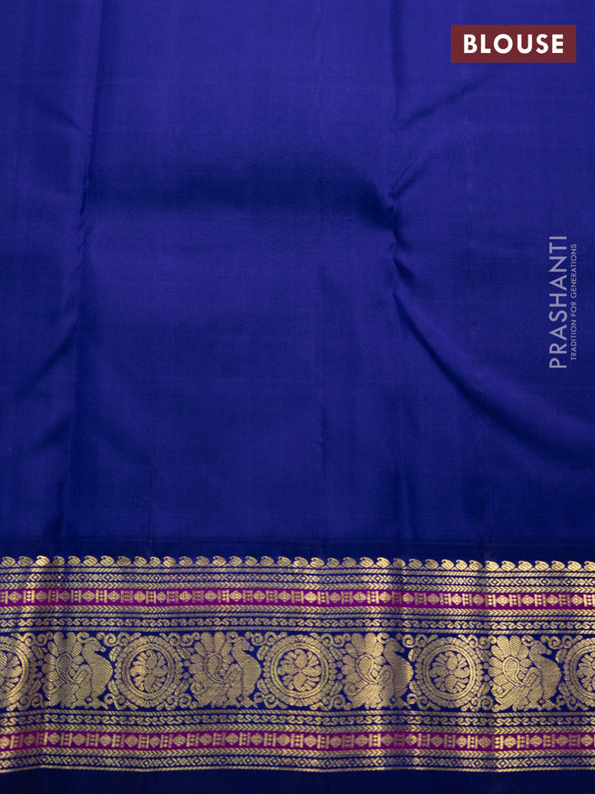 Pure kanchipuram silk saree teal green and blue with annam zari woven buttas and zari woven korvai border