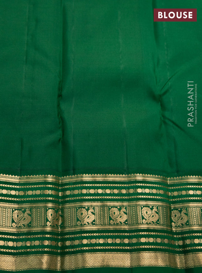 Pure kanchipuram silk saree red and green with annam zari woven buttas and zari woven korvai border