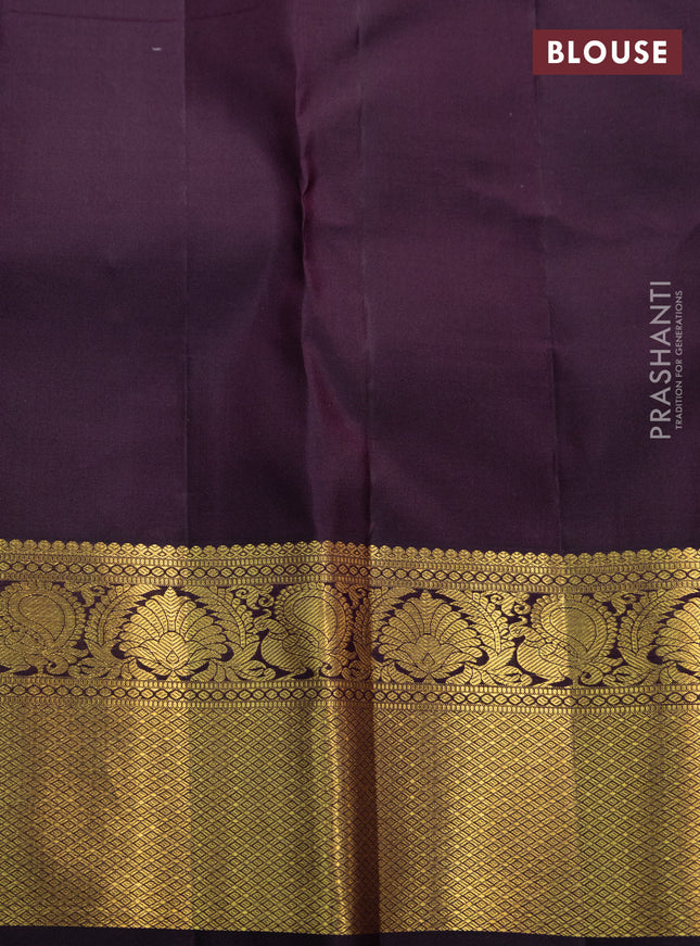 Pure kanchipuram silk saree light pink and deep coffee brown with zari woven buttas and zari woven korvai border