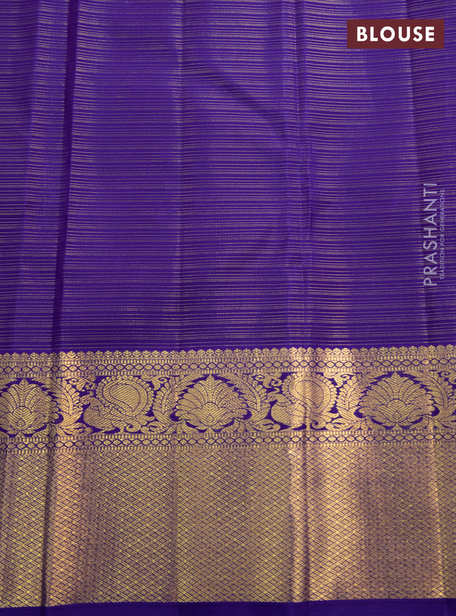 Pure kanchipuram silk saree violet with allover zari woven vairaosi pattern & buttas and zari woven border