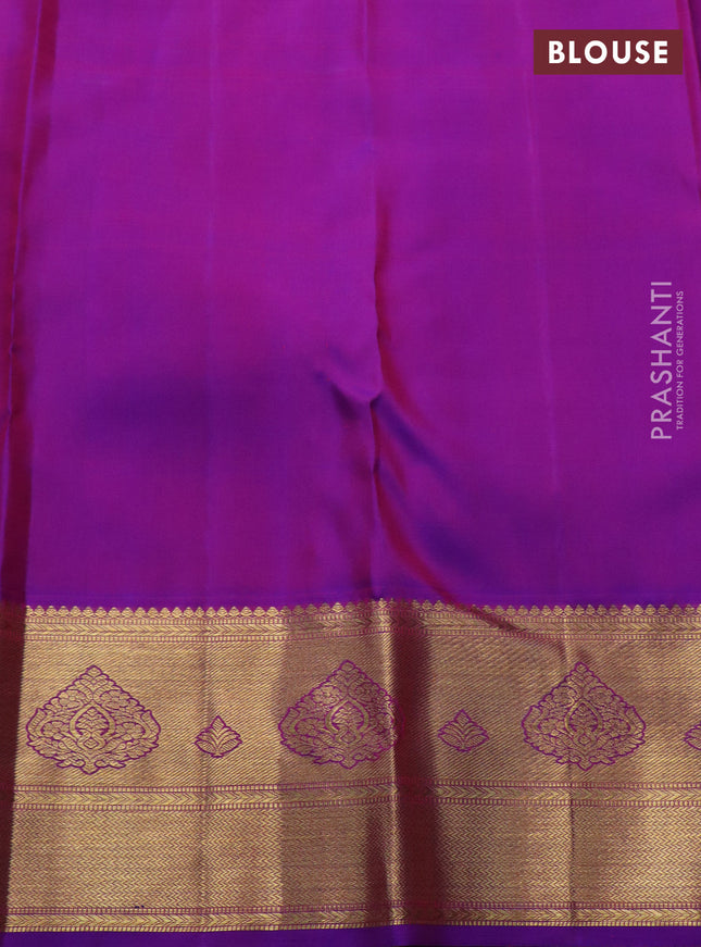 Pure kanchipuram silk saree purple with allover zari woven brocade weaves and zari woven border