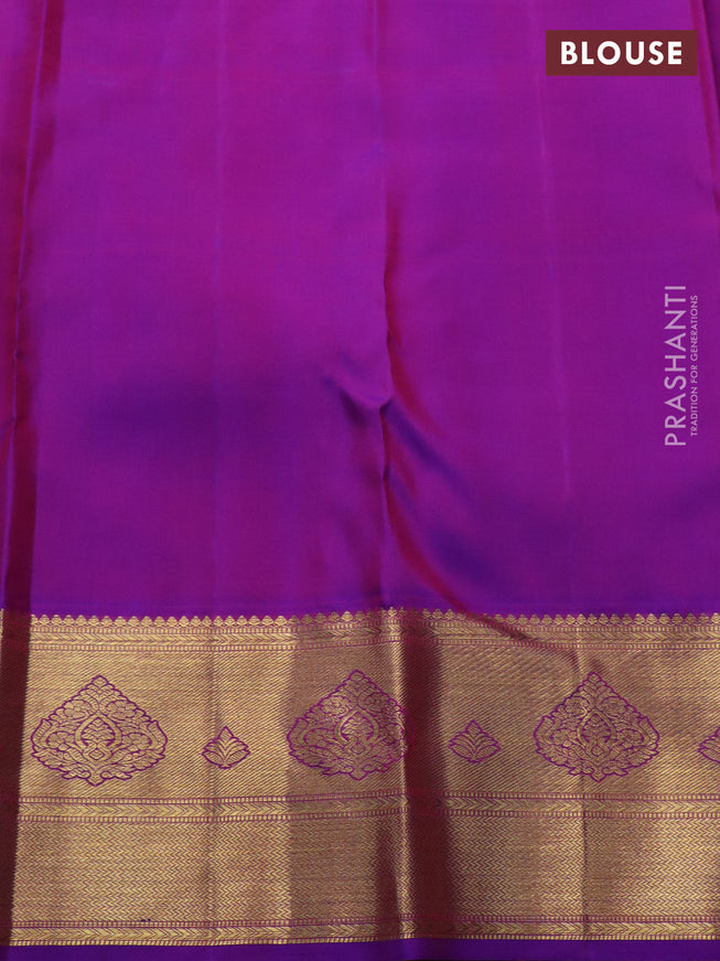 Pure kanchipuram silk saree purple with allover zari woven brocade weaves and zari woven border