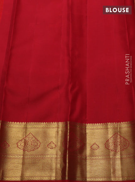 Pure kanchipuram silk saree red with allover zari woven brocade weaves and zari woven border