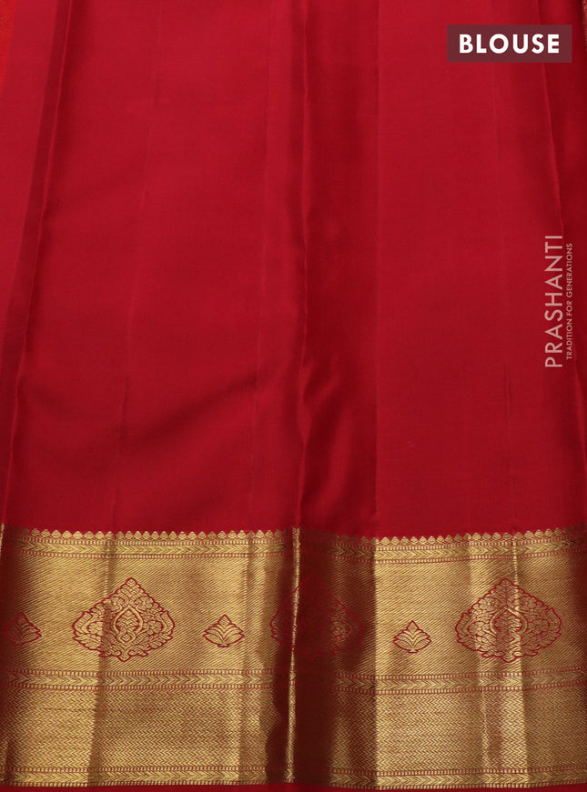 Pure kanchipuram silk saree red with allover zari woven brocade weaves and zari woven border