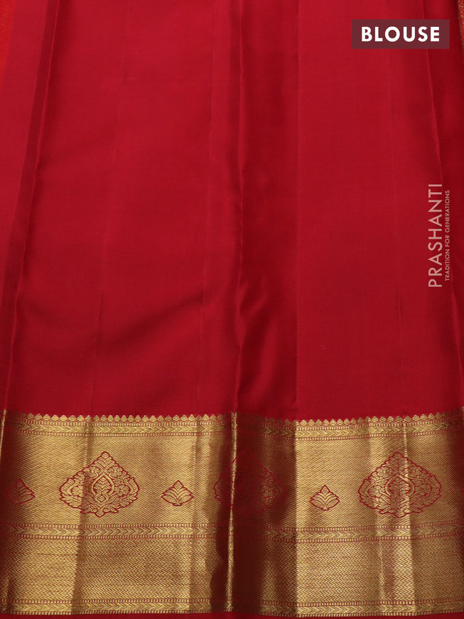 Pure kanchipuram silk saree red with allover zari woven brocade weaves and zari woven border
