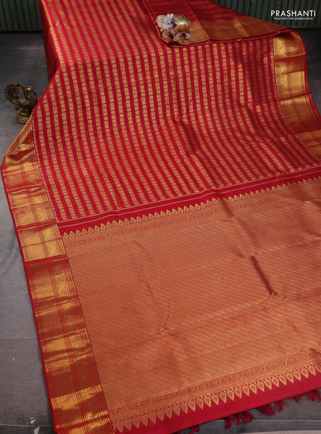 Pure kanchipuram silk saree maroon with allover annam & mayil chakram buttas and zari woven border