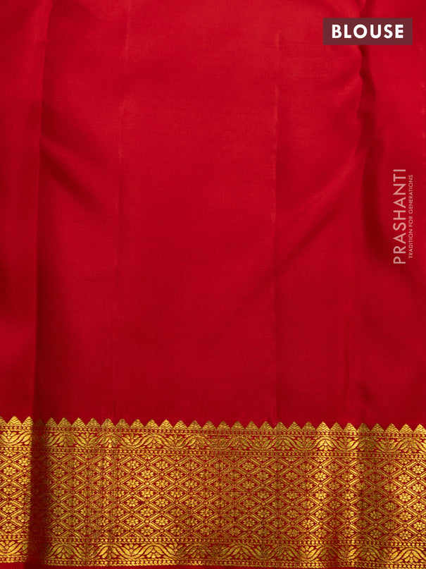 Pure kanchipuram silk saree red with allover zari woven brocade weaves and zari woven border