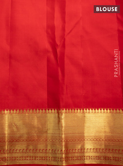 Pure kanchipuram silk saree red with allover zari woven butta weaves and long rich pallak design border