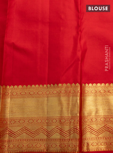 Pure kanchipuram silk saree red with allover zari woven brocade weaves and zari woven border