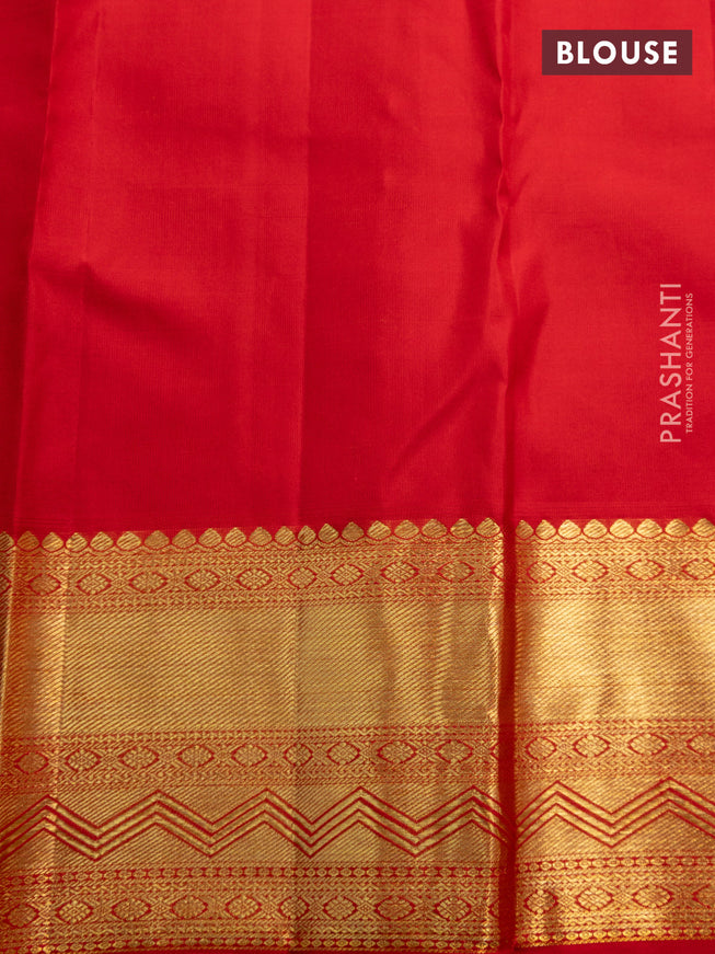Pure kanchipuram silk saree red with allover zari woven brocade weaves and zari woven border
