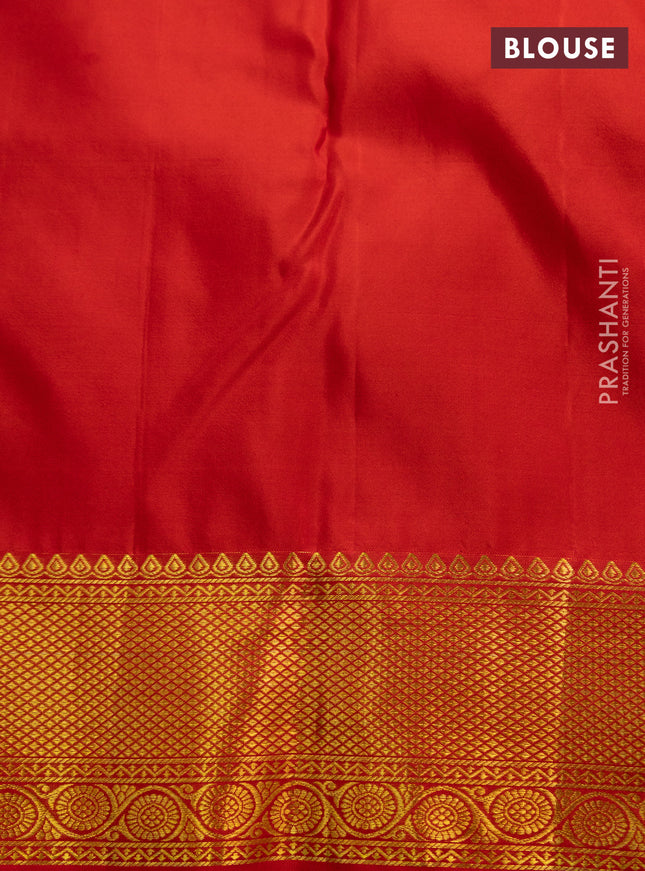 Pure kanchipuram silk saree red with allover zari woven brocade weaves and zari woven border