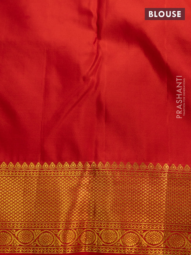 Pure kanchipuram silk saree red with allover zari woven brocade weaves and zari woven border
