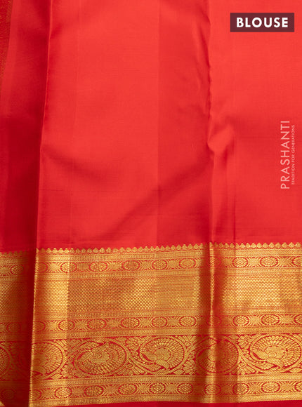 Pure kanchipuram silk saree red with allover zari woven brocade weaves and zari woven border