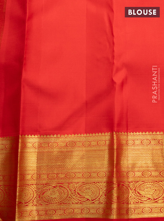 Pure kanchipuram silk saree red with allover zari woven brocade weaves and zari woven border