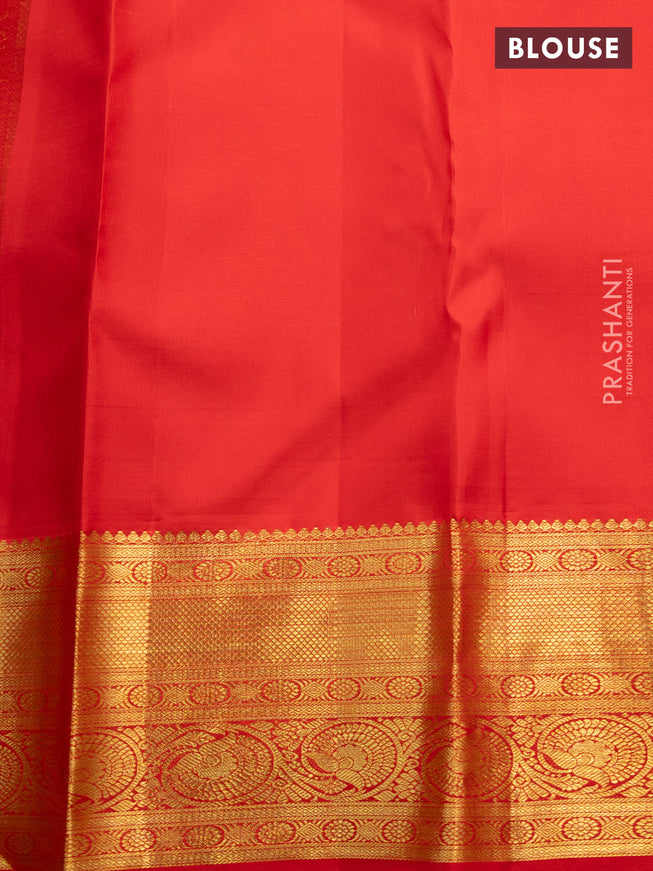 Pure kanchipuram silk saree red with allover zari woven brocade weaves and zari woven border