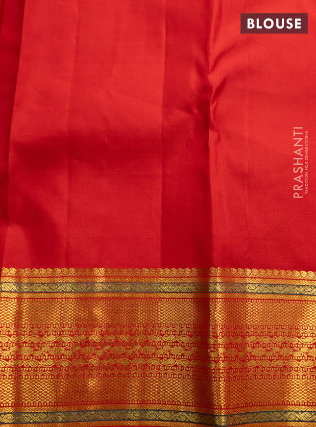 Pure kanchipuram silk saree red with allover zari checks & buttas and zari woven border